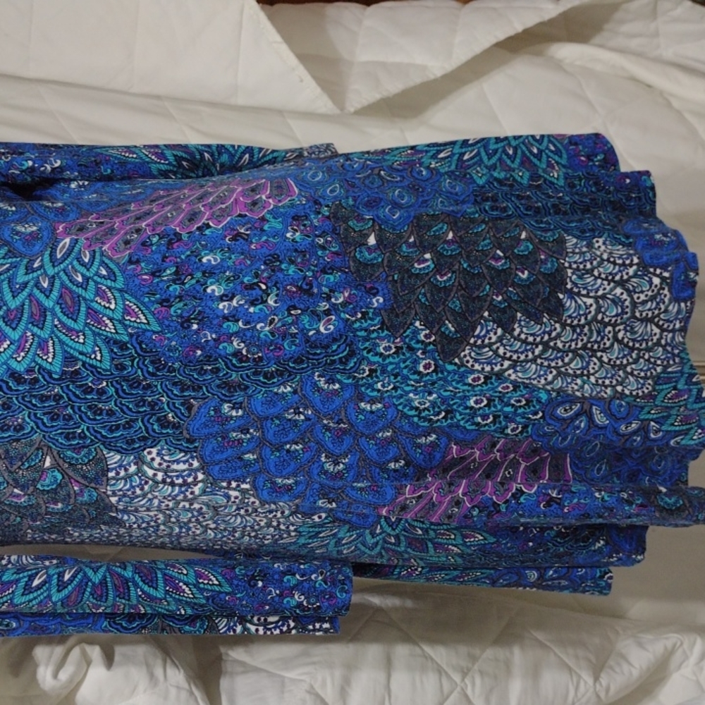 Beautiful peacock feathers tunic top/dress, sz med - Picture 3 of 16